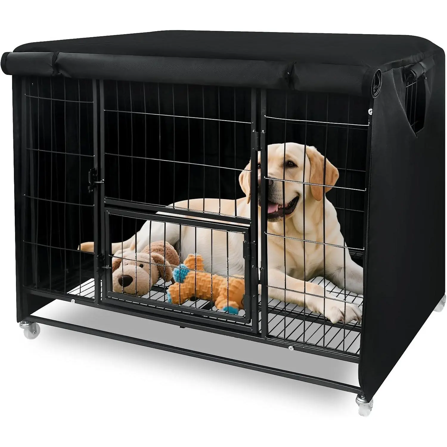 42 Inch Dog Crate Cover for Heavy Duty Dog Cages 900D Oxford Fabric Insulated Dog Kennel Cover UV-Resistant Chewproof Soundproof Windproof Rainproof Fit for Wire Dog Cage Not Include Cage