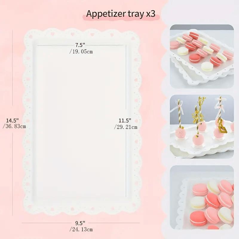 10 Pcs Cake Stand White Plastic Dessert Table Stand Set 4 Pcs 3 Tired Cupcake Display Stands Cookie Tray Rack Serving Tray Cake Display Tower And 6 Pcs Dessert Trays For Wedding Baby Shower Tea Party Ornaments Decor