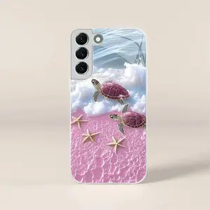 Compatible with S22+5G,Transparent Bumper Phone Case, Tropical Island & Ocean Pattern for Daily Use HNL0042