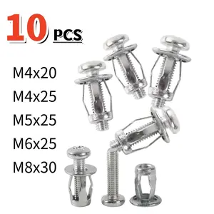 M4 M5 M6 M8 Pop Rivet Nut Set, 10 Pcs Hollow Board Expansion Screws, Metal Sheet Gypsum Board Adhesive Plate Fixing Nuts, Foldable Expansion Bolts