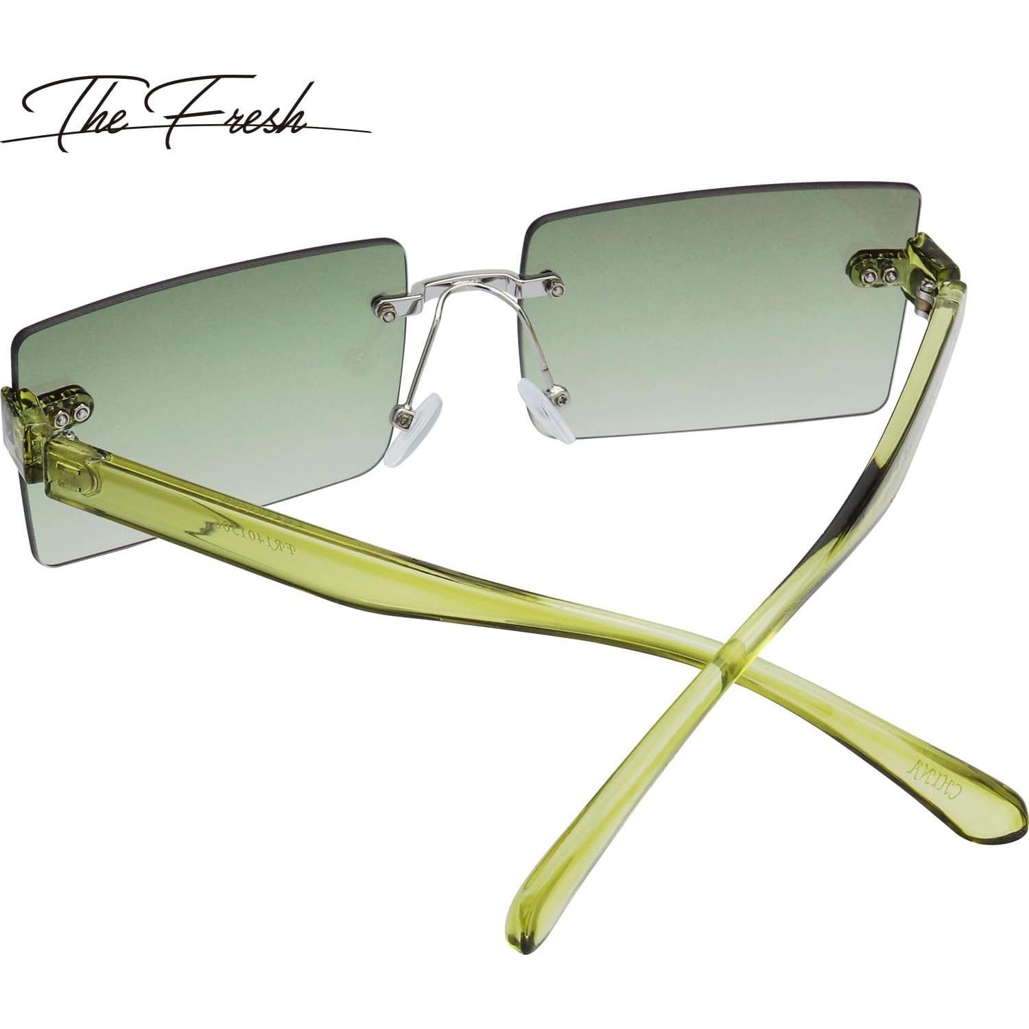 Minimalist Small Rectangular Sunglasses Clear Eyewear - Exquisite Packaging