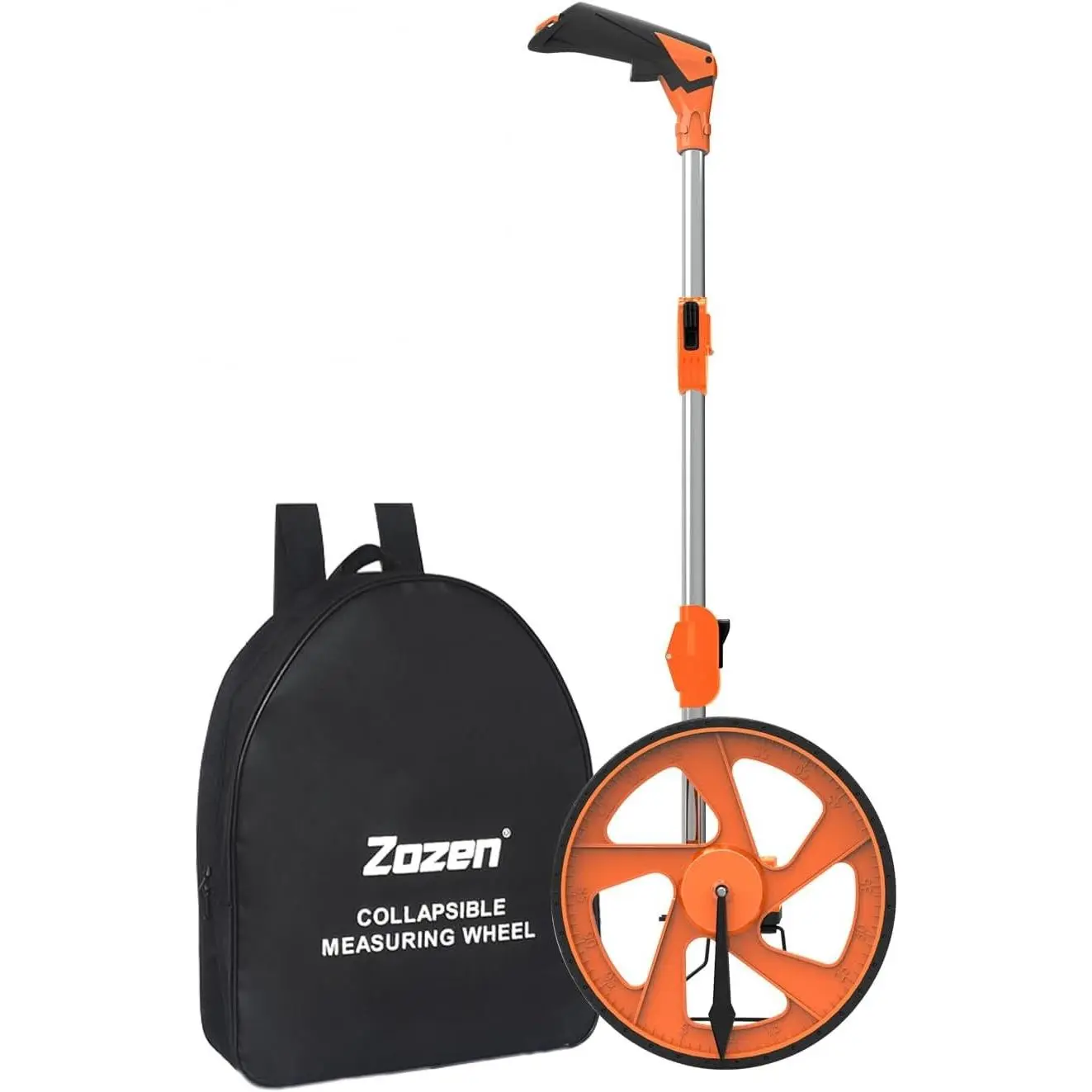 Measuring Wheel in Feet and Inches, Double Collapsible, 12.5" Orange
