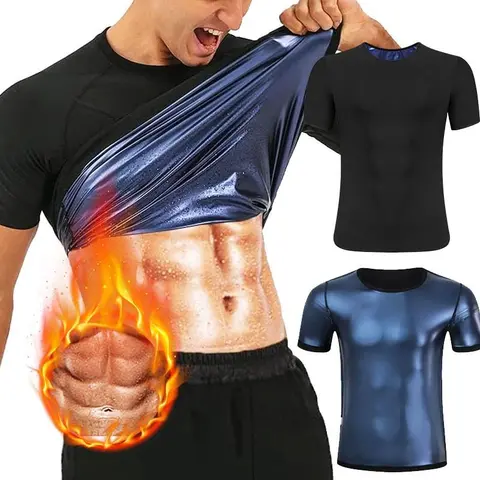 Sauna Sweat Waist Trainer Compression Suit - Body Contouring Belly Girdle, Workout Tops, Athletic Tops, Sports Clothing, Activewear Fitness, Gym Outfits, Waist Training, Polyester Fabric, Short Sleeves