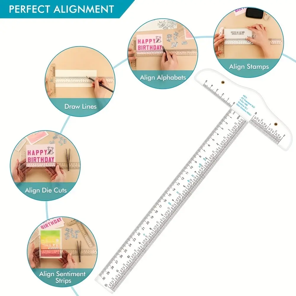 6-Inch Transparent Acrylic T-Square Ruler, Essential Tool for Handmade Crafts, Precise Line Drawing, Measurement Reference, Paper Card Guide