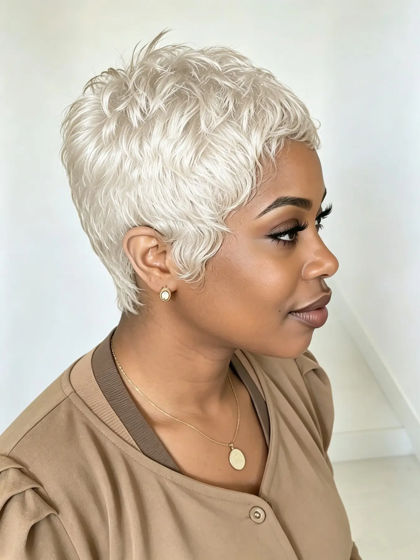 Blonde Short Straight Layered Pixie Wig, Human Hair Machine Made, 613 Color, Perfect for Halloween Party & Holidays Gift