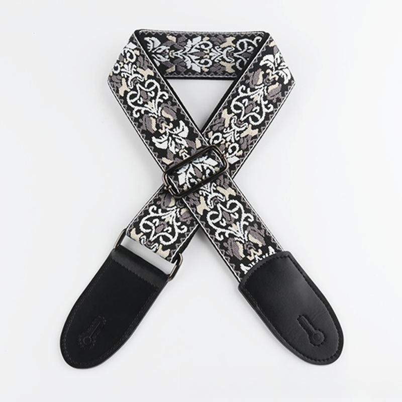 5CM Guitar Embroidered Strap Folk Style Unisex Crossbody Shoulder Strap Crossbody Bass Strap Musical Instrument Accessory