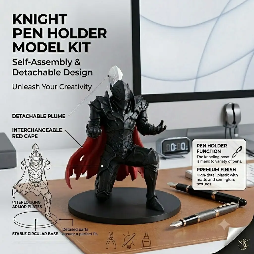 European Style /silver Knight Pen Holder, Creative Desktop Pen Organizer, Office Desk Accessories Decor, Student Table Accessory, Cool Office Desk Gadgets