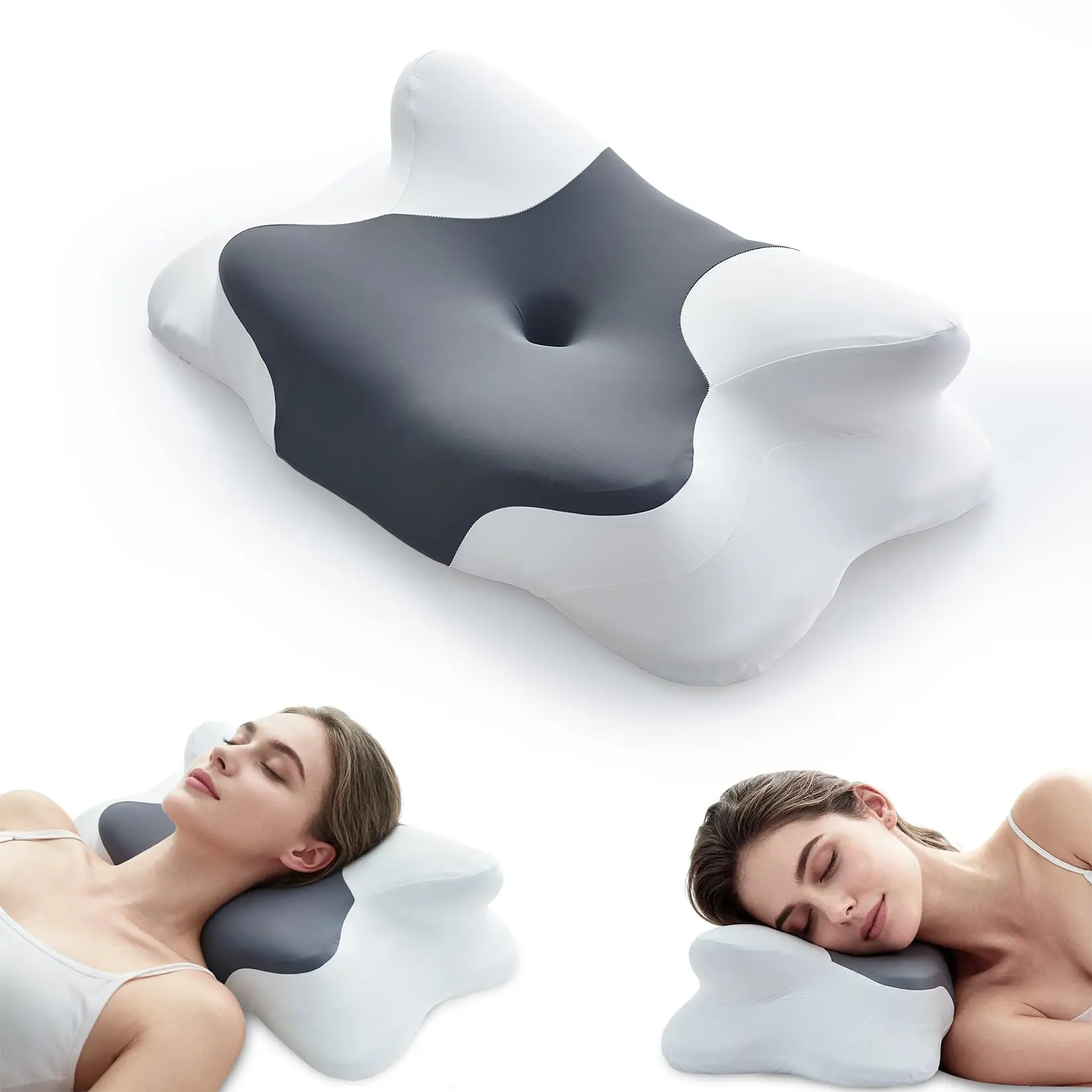 Cervical Neck Pillow for Pain Relief, Ergonomic Orthopedic Butterfly Pillow, High Density Memory Foam Neck Support for Side, Back and Stomach Sleepers
