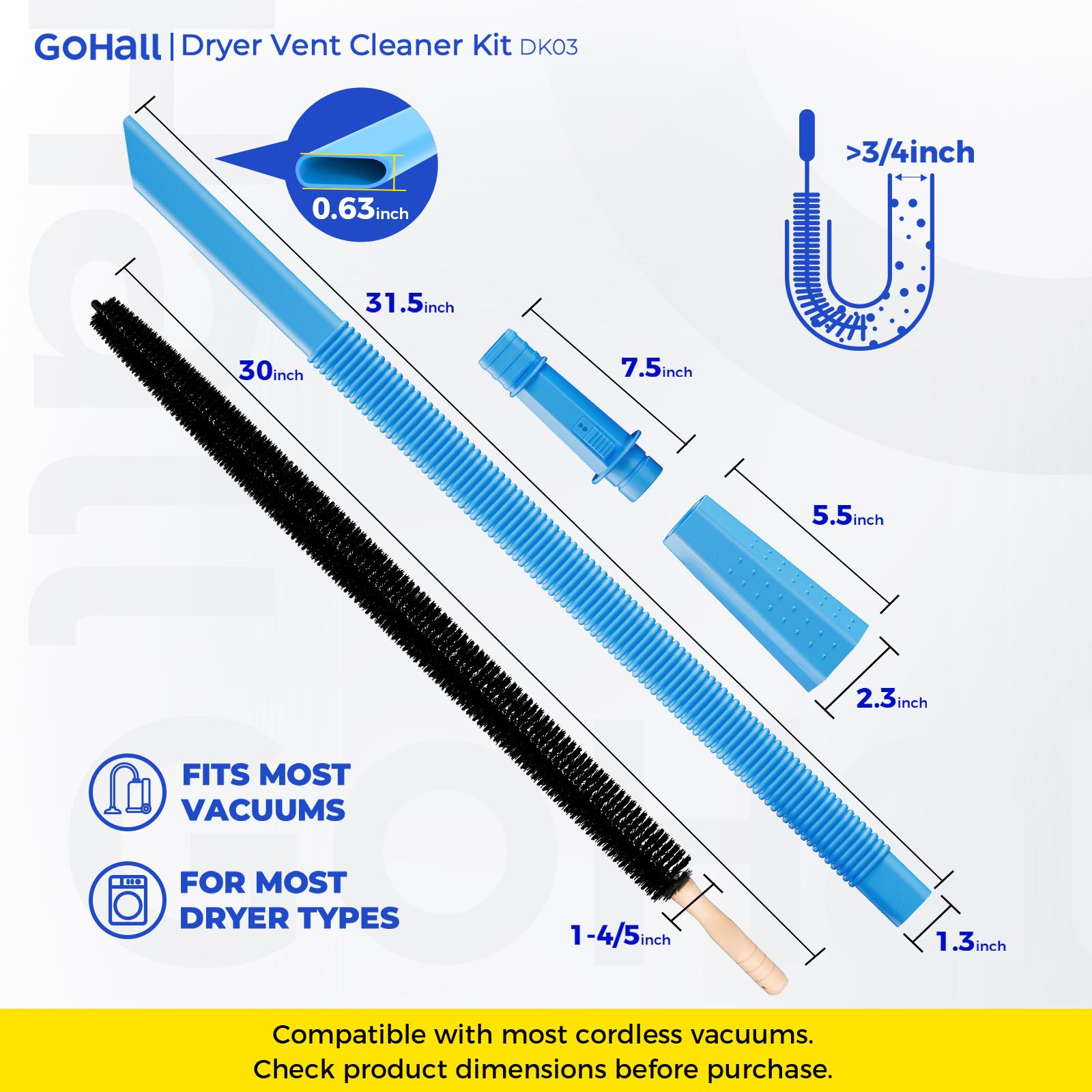 Dryer Vent Cleaner Kit 2 Pieces Compatible with Most Vacuum Cleaners Lint Brush & Hose Attachment with Stretch Universal Connector Quick Lint Remover for Deep Cleaning Machine