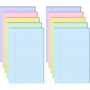 10 count Small Legal Pads 5 x 8 Inch Colored Lined Sticky Notepads 500 Sheet Self Stick Ruled Writing Note Pads for School College Office  Memo Supplies 5 Colors(Pastel Color)