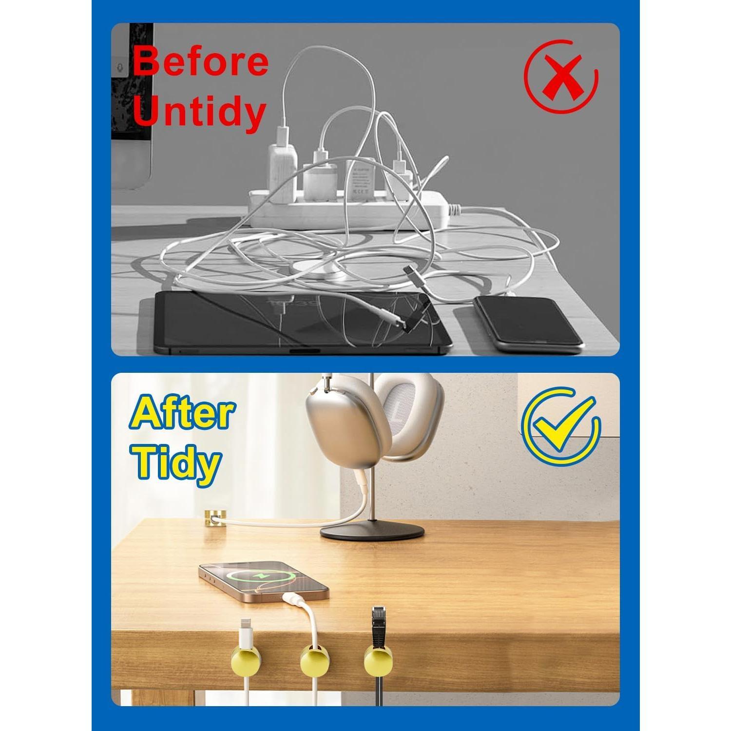 THE WELL KEPT 3 Pack Upgraded Cord Management Clips with Extra-Large Adhesive Base, Stronger Hold Phone Charger Holder for Nightstand, Sticky USB Wire Organizer Clips for Desk THE WELL KEPT 3 Pack Upgraded Cord Management Clips with Extra-Large Adhesive Base, Stronger Hold Phone Charger Holder for Nightstand, Sticky USB Wire Organizer Clips for Desk