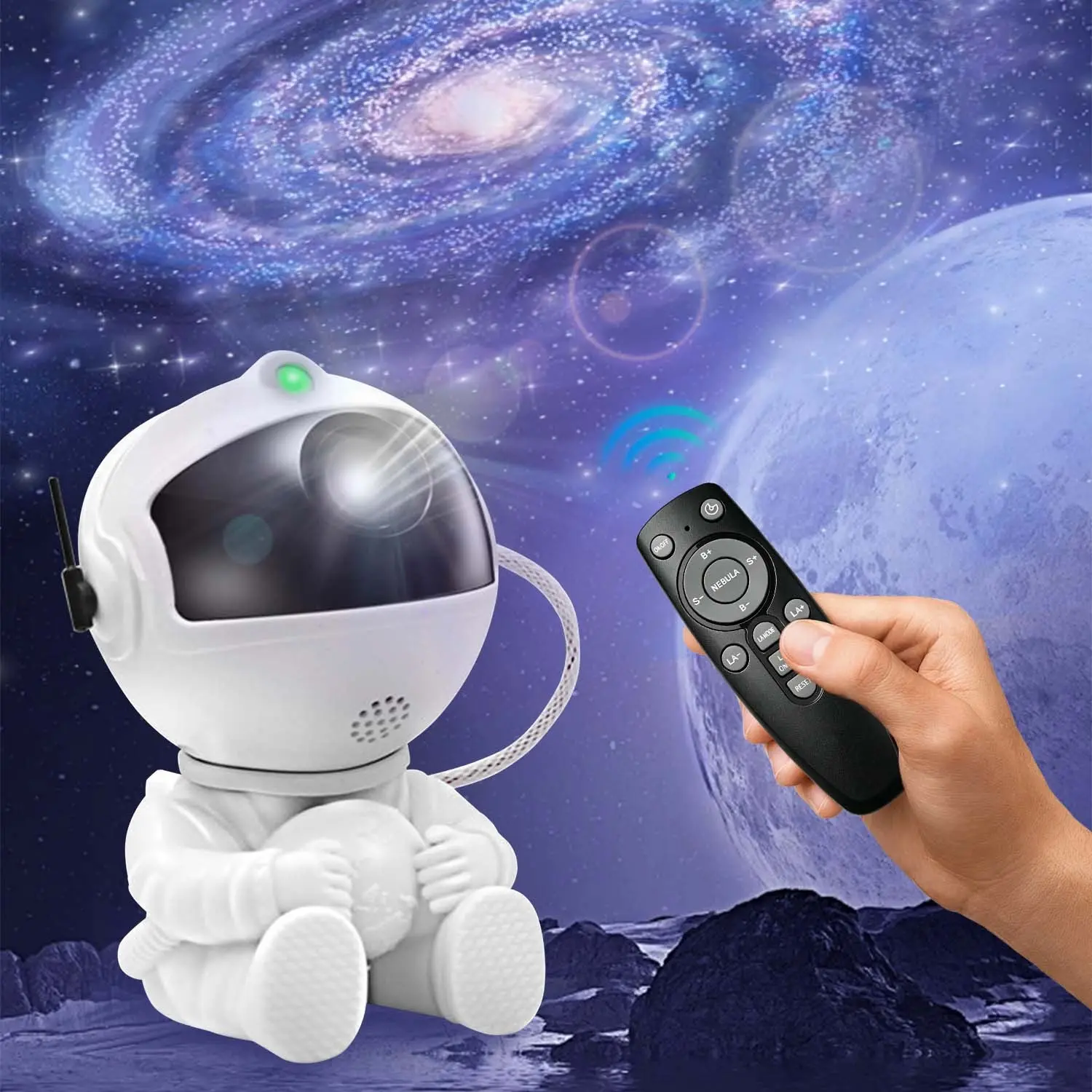 Smart Mini Projector – 360° Rotatable Head, Various Nebula Effects, with Music Player & Timer. Easy Remote Control. Calming Ambiance Light for Bedroom Relaxation, Starry Sky Projector. Portable Home Video Projector.