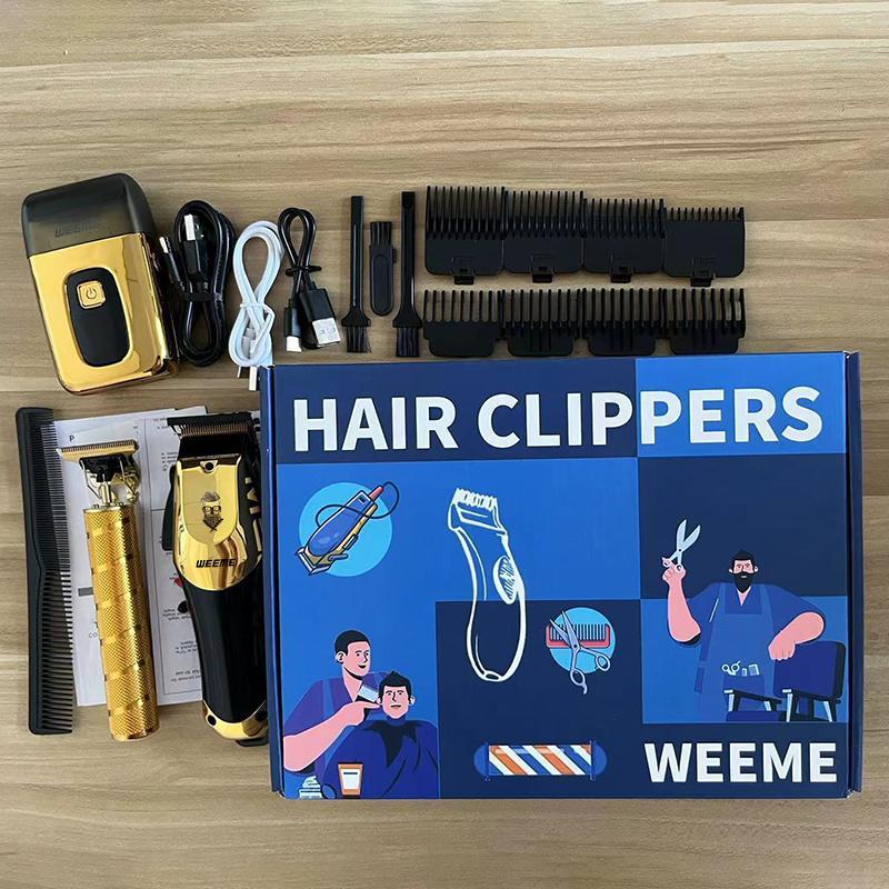Electric Multifunctional Hair Trimmer Kit, Professional Cordless Hair Clippers and T-Blade Trimmer Combo for Men with LED Display, Barber Equipment Set