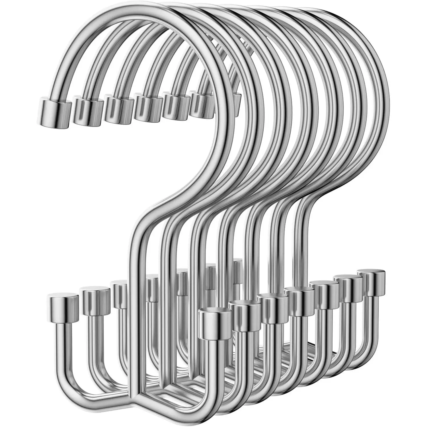 Shower Curtain Hooks, 12 count Shower Curtain Rings, Durable  Shower Curtain Hooks Rust Proof, Shower Rings for Curtain, Free Sliding Anti-Drop Double Shower Hooks for Shower Curtain, Chrome
