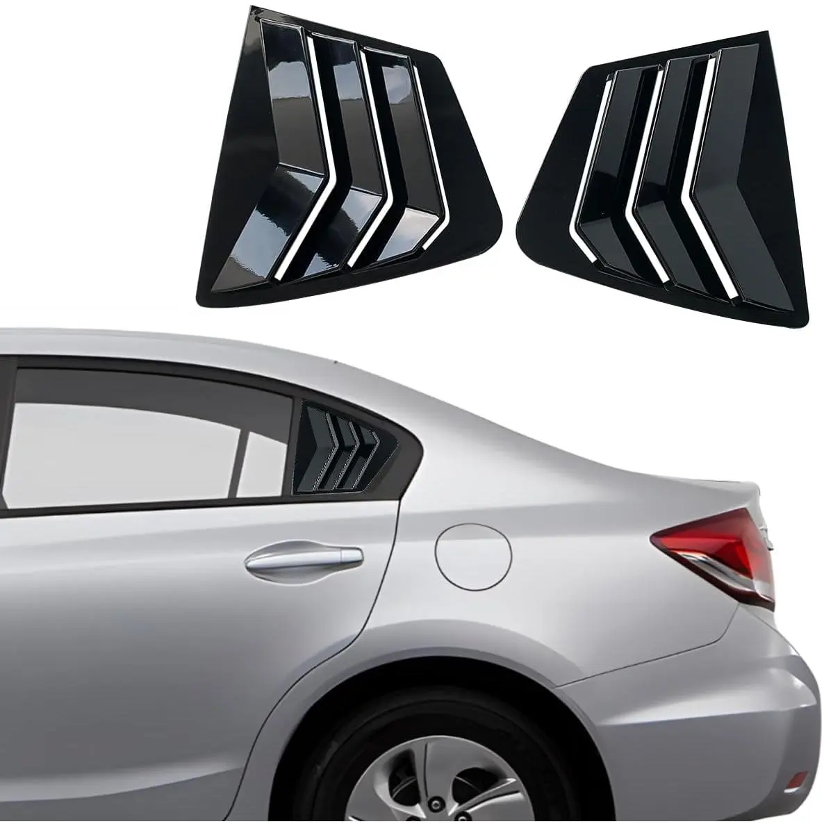 for Honda Civic Sedan 9th Gen 2012 2013 2014 2015 Window Louvers Rear Side Window Louvers Air Vent Scoop Shades Cover Blinds Trim Exterior Accessories 2PCS
