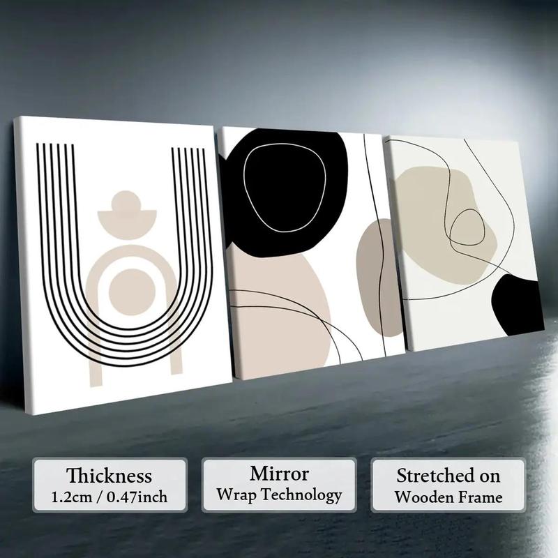 Wooden-Framed Canvas Painting Set, 3 Counts Multi-Dimensional Spray Art Posters, Wall Decor for Living Room, Bedroom and Office