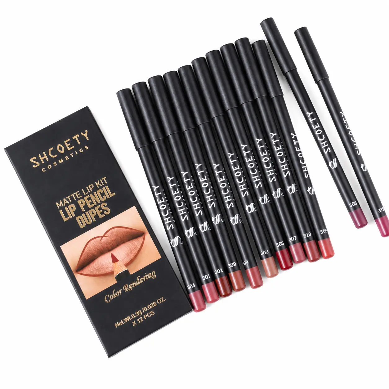 12-Color Matte Velvet Waterproof Lip Liner Set, Long-Lasting Easy-Glide Lip Pencil Lipliner Kit for Everyday and Party Makeup, Girls' & Women's Makeup Accessories, Colored Pencil Lip Liner, Cosmetic