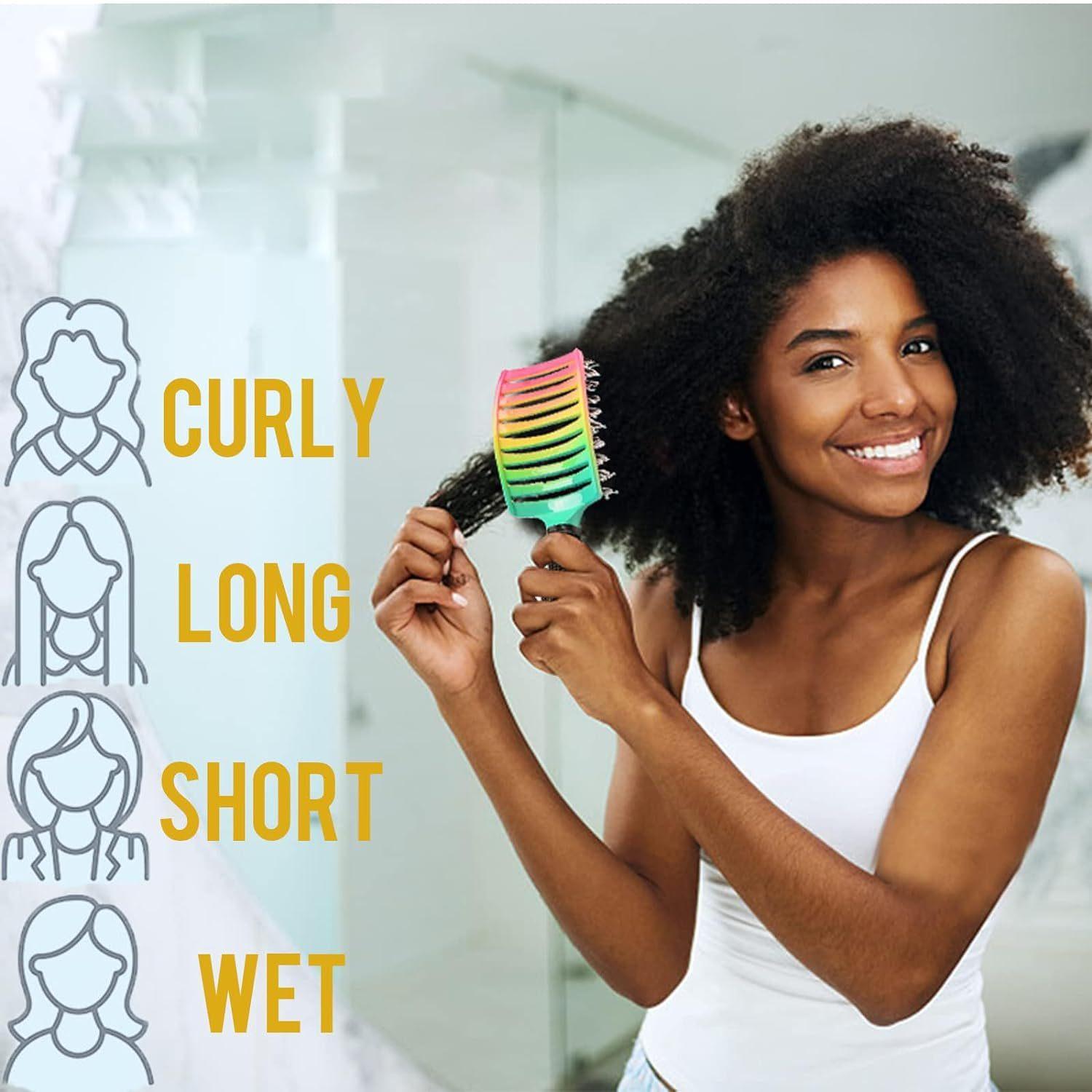 2PCS Flexible Nylon Bristle Hair Comb,Detangling Brush Set for Women,Massage Hollow Comb for Normal Hair, ABS Handle, Detangle Brush, Unentanglement