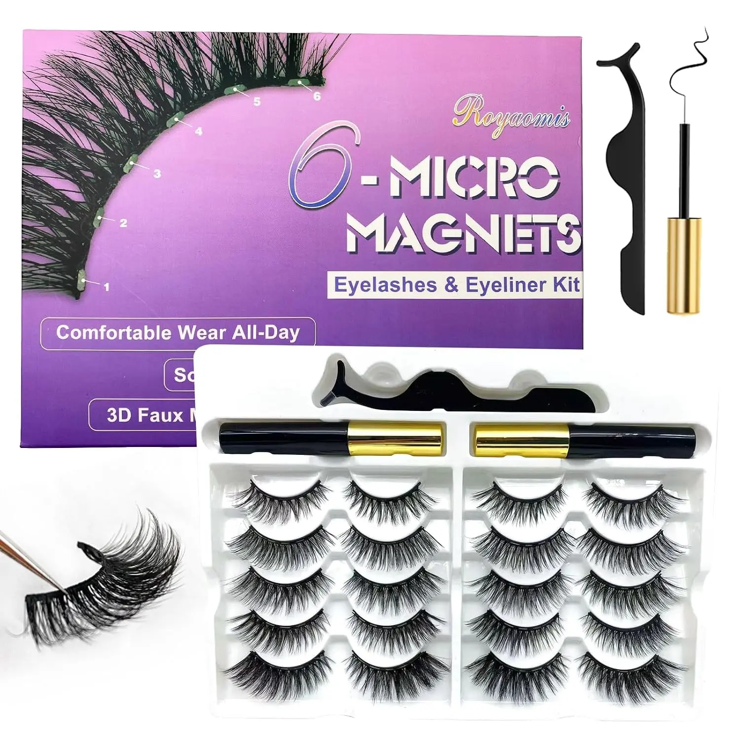 10 Pairs Cat-Eye Magnetic Eyelashes with Applicator Natural Look, 3D Magnetic Lashes With Eyeliner, Fake Eyelashes Magnetic, Eye Lashes Pack Natural Magnetic Eyelashes(New）Gift