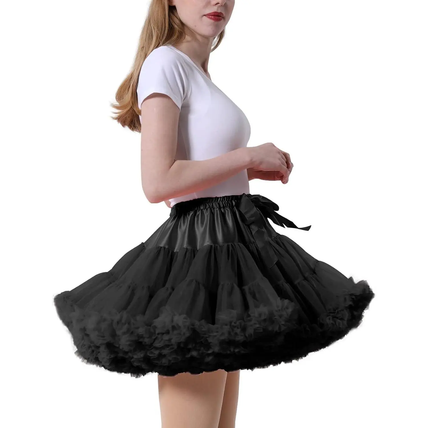 Petticoats for Women Tutu Skirt Crinoline Underskirt | Elastic Waist, Chiffon Tulle Skirt, Soft Breathable Ballet Dress, Multi-Layer Fluffy Cosplay for Lolita Party Wedding(Gift)