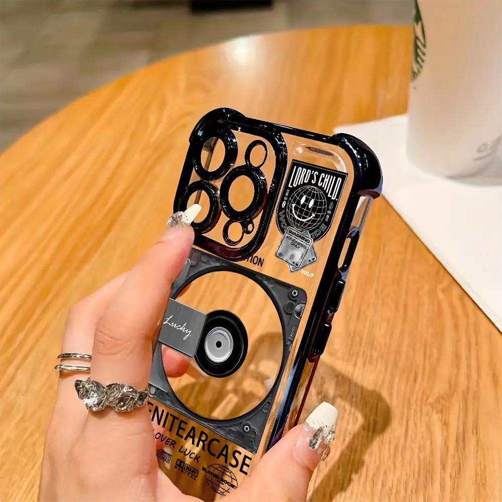 A Phone Cover Featuring a Timeless Vinyl Record Pattern, Compatible with for iphone Models 16, 15, 14, 13, 12, 11 Pro Max, X, XR, XS Max, 8, And 7 Plus, Comes with a Transparent Soft Back for Extra Drop Protection