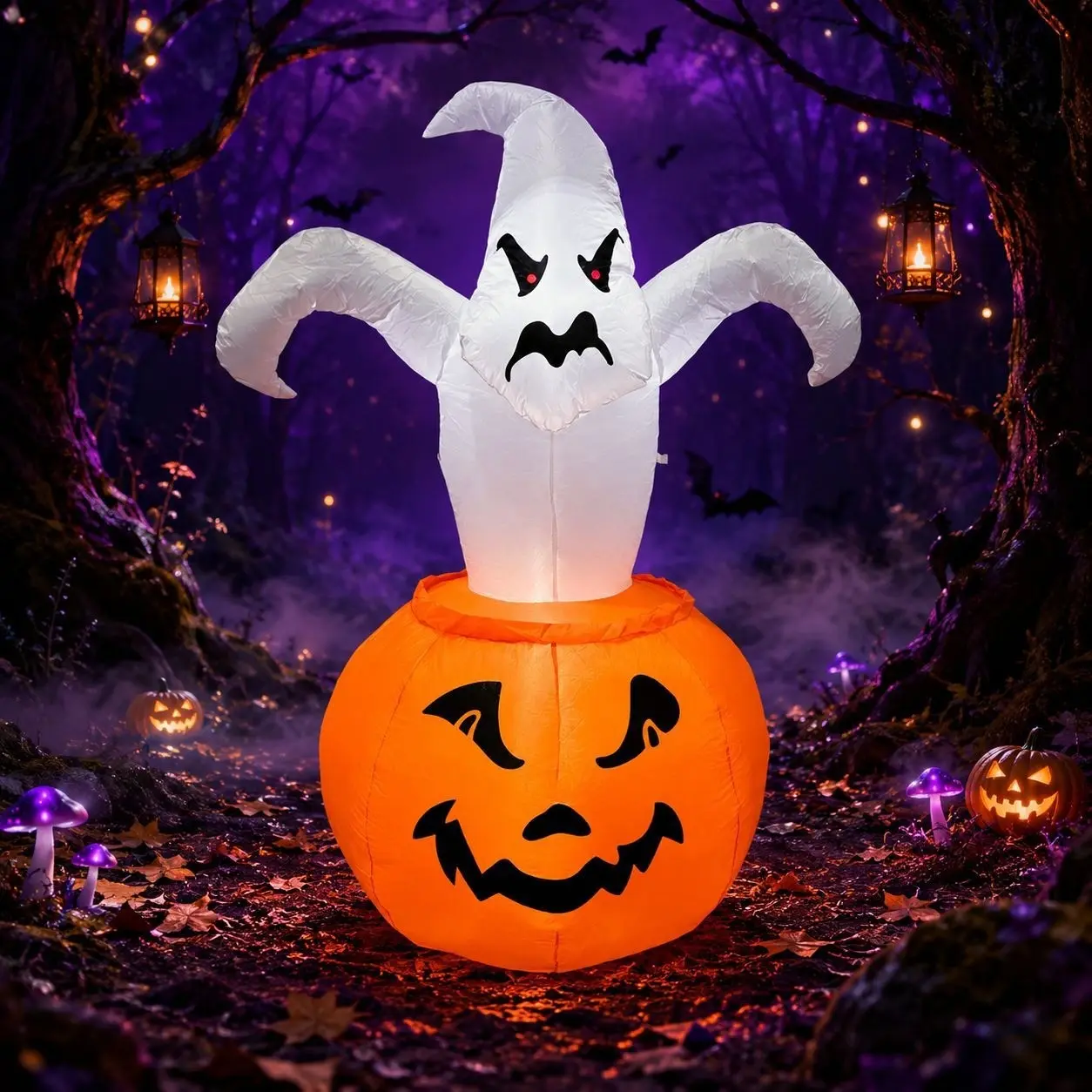 5 Feet Halloween Inflatable Outdoor Decoration, Animated Devil Pumpkin, LED Lighted, Perfect for Yard, Outdoor Halloween Decorations