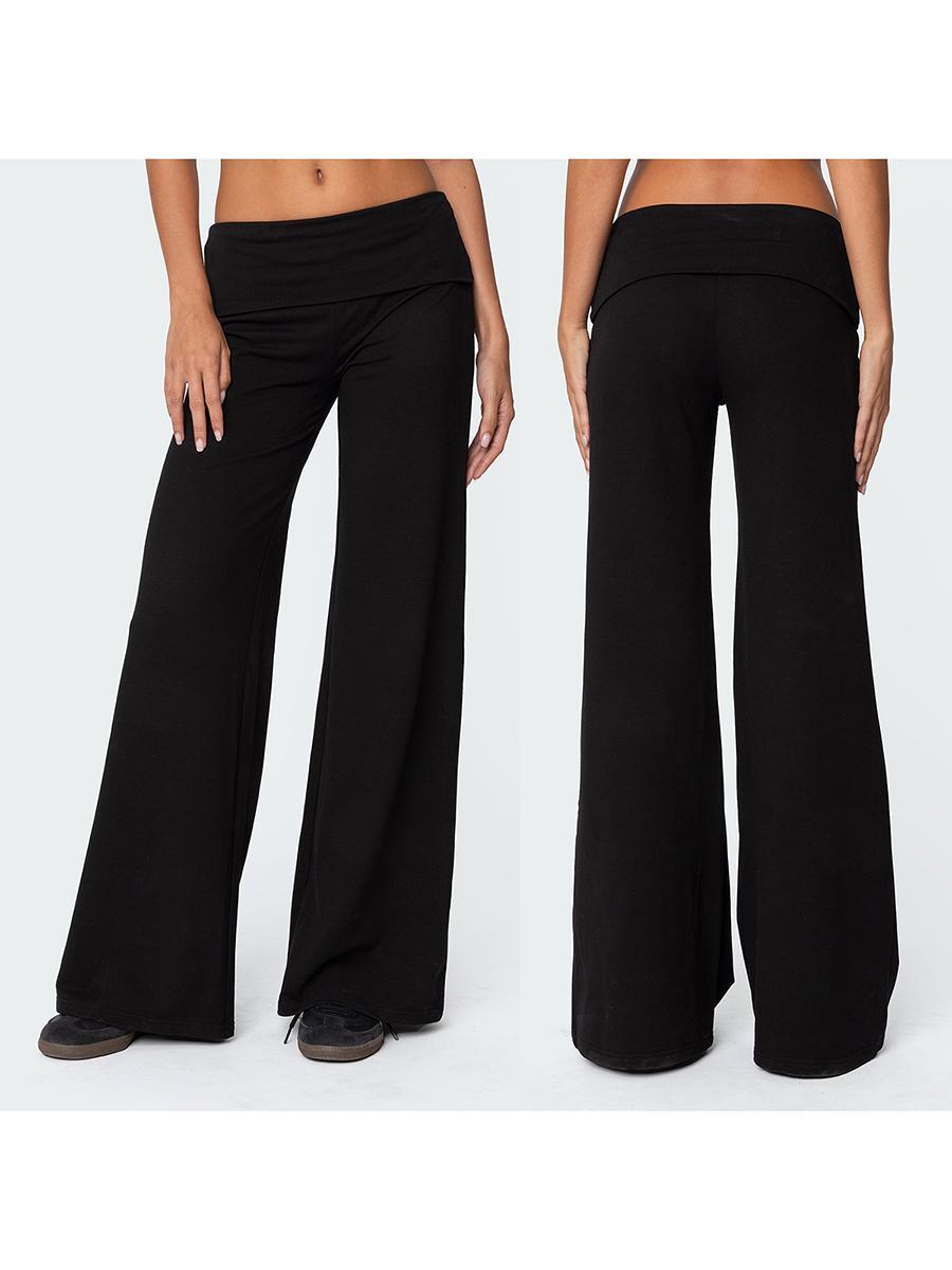 Casual Wide Leg Sweatpants for Women Fold Over Low Rise Flare Yoga Lounge Pants Back to School Clothes for Teen Girls Outfits