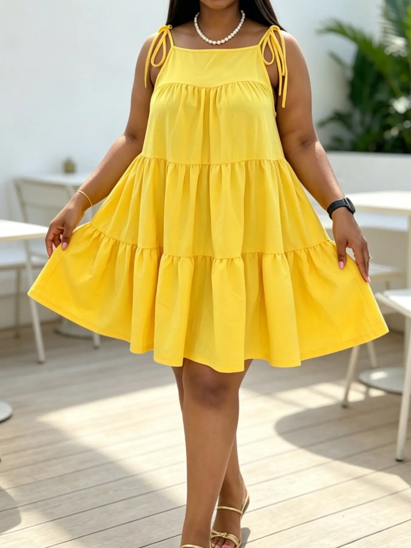 Plus Size Women's Strapless Dress, Lightweight Soft Fabric, A-Line Loose Fit, Adjustable Straps, Tiered Skirt, Casual Feminine Bohemian Summer Fashion