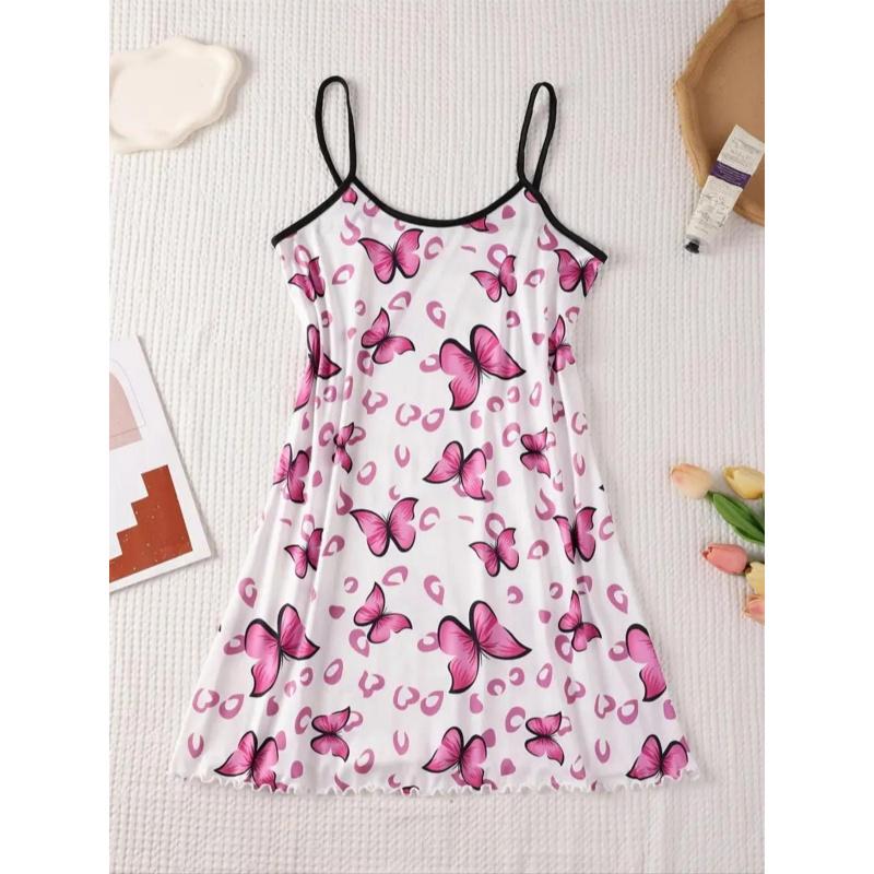 Women's All Over Print Sleeveless Cami Nightdress, Casual Soft Comfortable Spaghetti Strap Nightgown for All Seasons, Lady's Sleepwear for Indoor Wear, Breathable Sleep Dress233