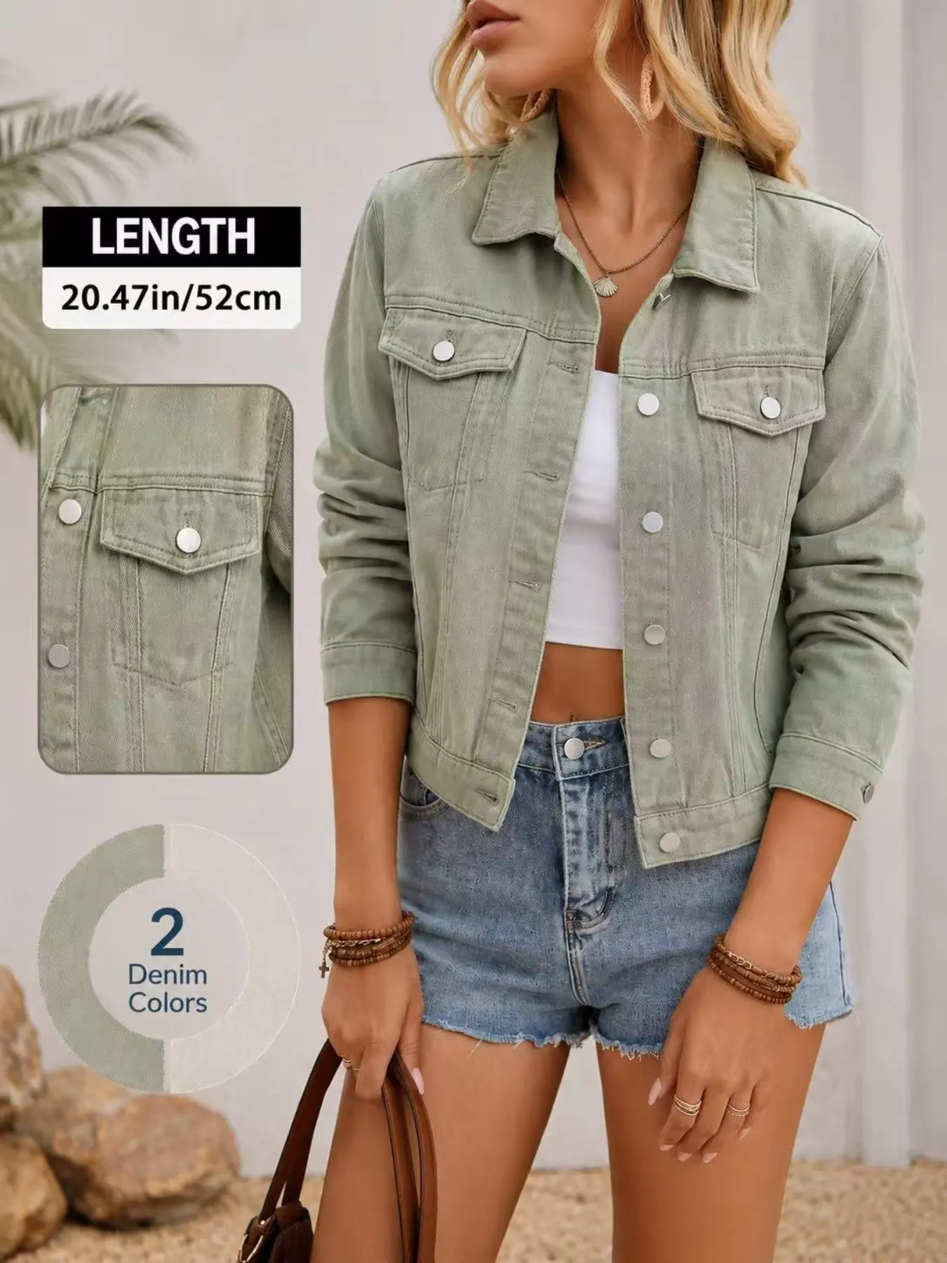 Women's Denim Jacket, Casual Street Style Long Sleeve, Button Front, Fitted, Plain Surface, Fall & Winter Outerwear, Daily Wear