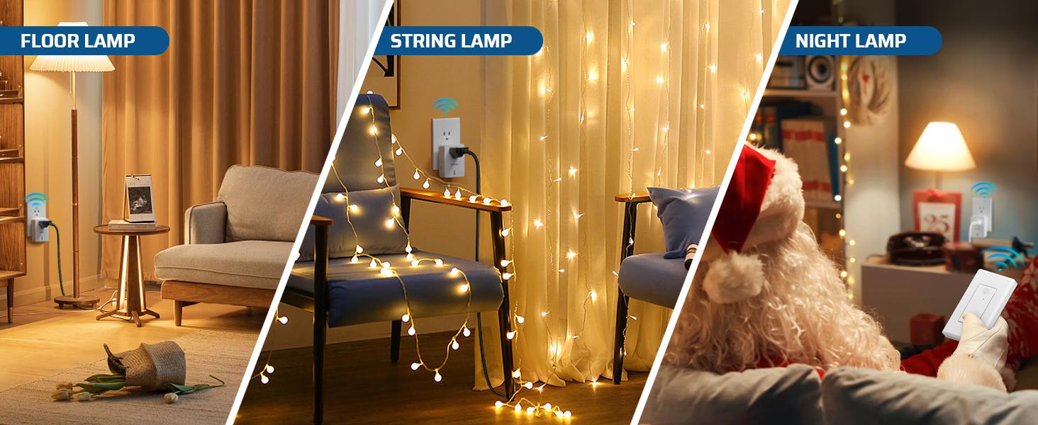 SQ-APT013 Remote Control Outlet Wireless Wall Mounted Light Switch, Electrical Plug in On Off Power Switch for Lamp, No Wiring,100 Feet RF Range, ETL Listed,Programmable