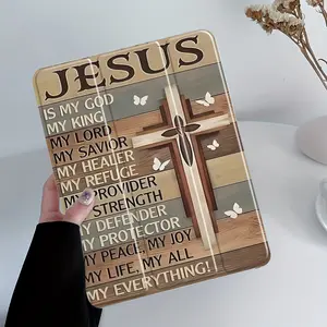 Vintage Christian Faith Trifold Stand Tablet Case With Pencil Holder, Auto Sleep/Wake,Anti-Drop Scratch Resistant,Transparent Shell, Fits iPad 7.9/8.3/10.2/10.5/10.9/11/12.9/13 inch, Perfect Gift for Home,Daily Use, Christians