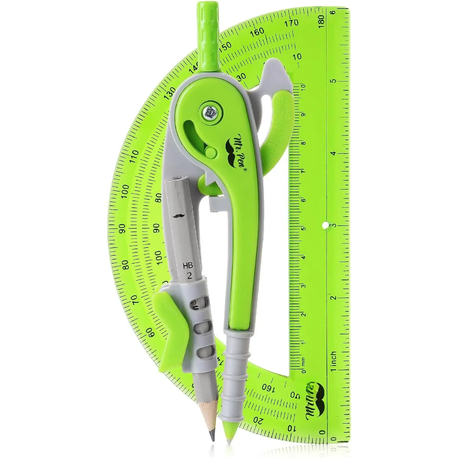 - Geometry Compass and Protractor Set, 6 Inch Compass | 6 Inch Protractor, Drawing Tool for School, Clear Plastic, Easy Grip, Precision Design for Math, Art, Drafting, Architecture