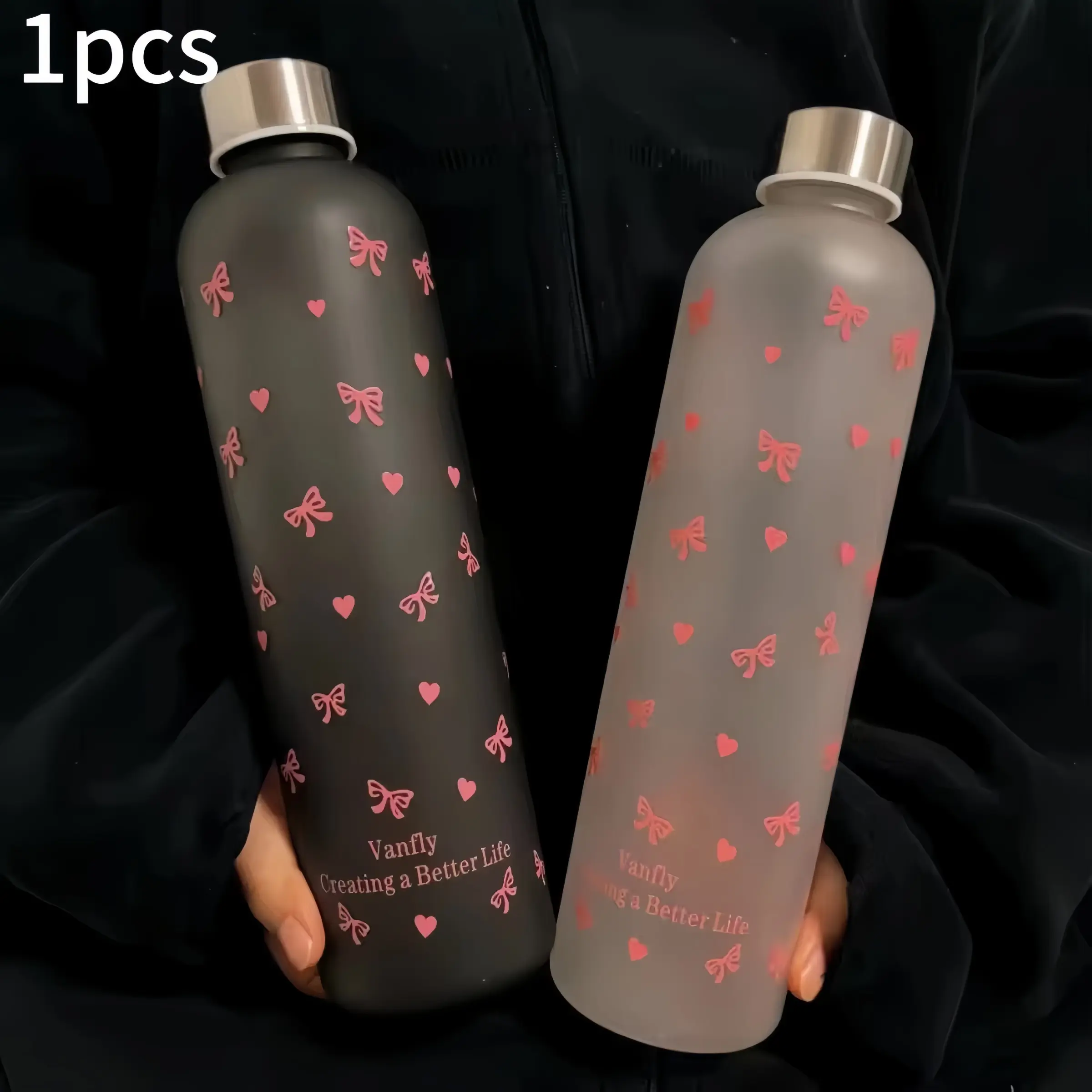1000ML Butterfly Print Water Bottle, High-Quality Matte Texture, Leak-Proof Plastic Cup, Lightweight & Portable, Ideal for School, Sports, Travel