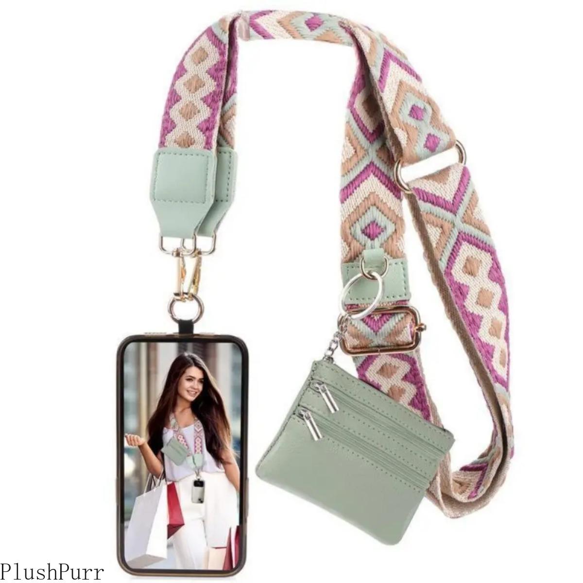 TikTokShopBlackFriday 4-Pack Crossbody Phone Wallet Straps with Adjustable Zipper Pocket, Hands-Free Cellphone Bag for Women, Lightweight Travel Purse for Daily Use, Beige Smartphone Holder, Ideal Gift for Mother's Day or Birthdays