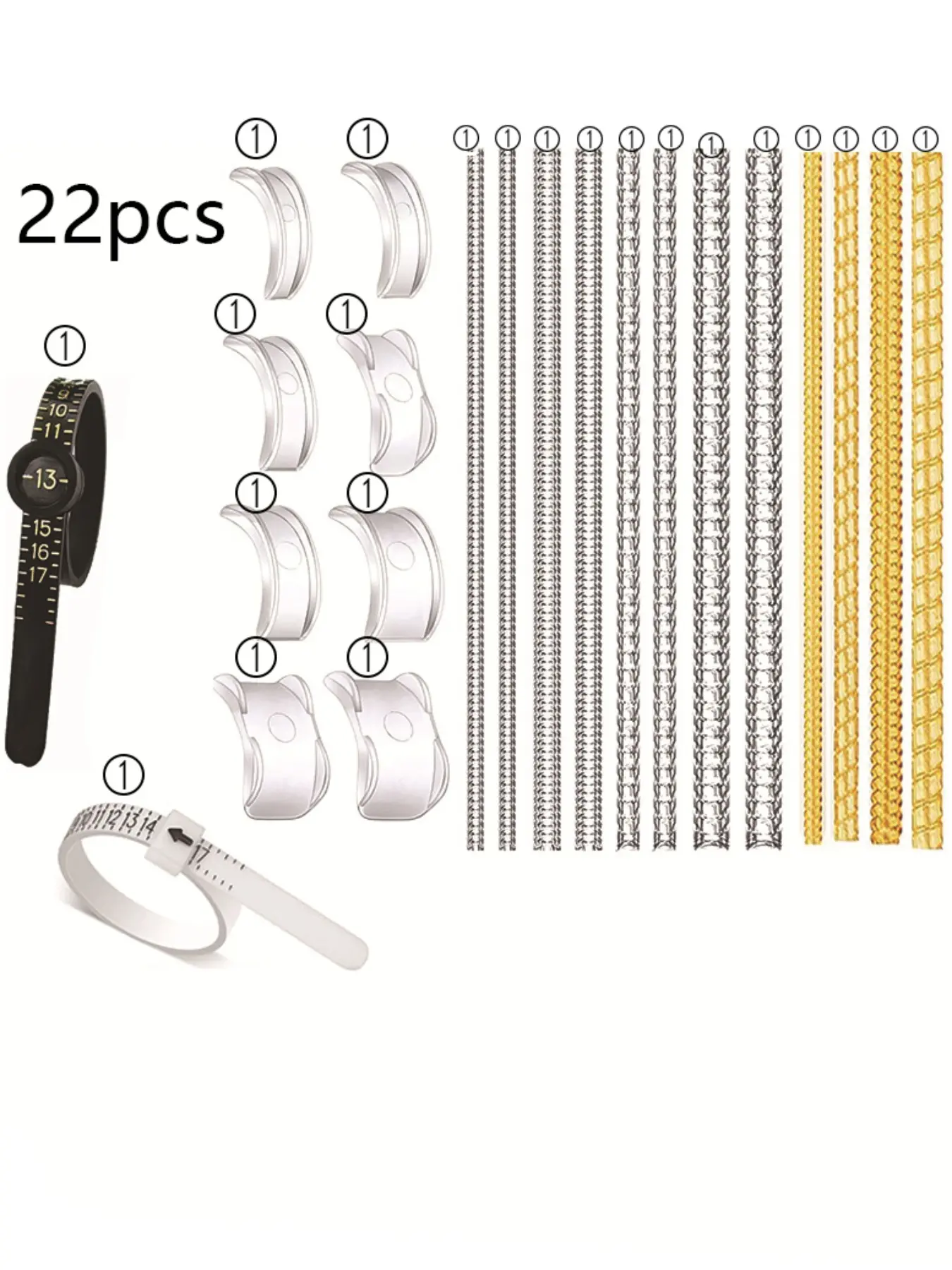 22-Piece Ring Sizer Set, Invisible Ring Adjuster with Measurement Tool, Silicone Ring Tightener for Loose Rings, Jewelry Fix Kit