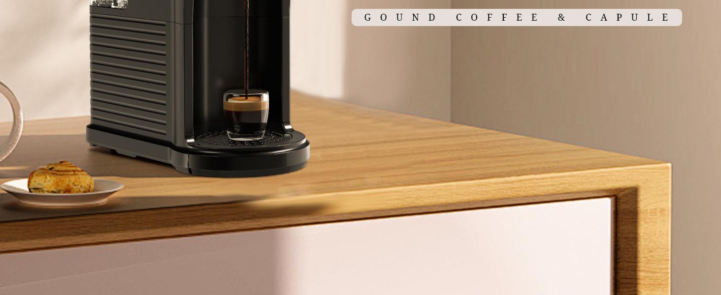 Kismile Single Serve Coffee Maker, 2 in 1 Pod Coffee Maker for K-Cup & Ground, 6 to 14oz Brew Sizes, 40oz Removable Water Reservoir, LCD Screen, Self-Cleaning, Black