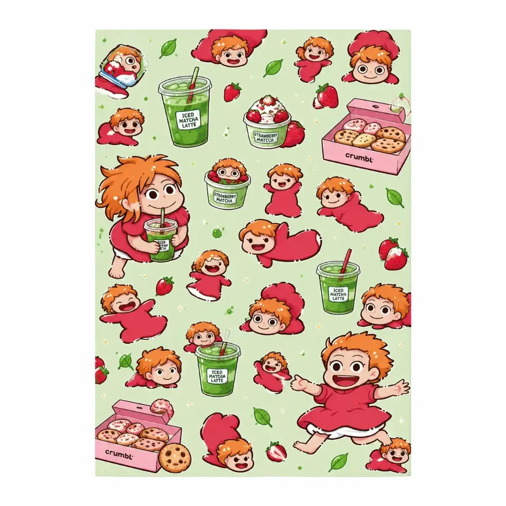 Crumbl Cookies  Kawaii Black Cat Matcha Cookie Anime Collage Print Flannel Throw Blanket, Baby Blankets and Adult Blankets, Cool Summer Cooling Soft Cozy Lightweight All Season Cover, Multi-Size Bedding For Couch, Bed, Office, Dorm & Travel,
