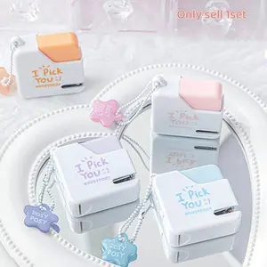 Cute Sugar Cube Mini Stapler Set, Includes 40 No. 10 Staples and Star Charm, Portable Compact Stapler for Notebooks, Girly Office Supplies, School Use
