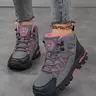 Women's High-Top Outdoor Hiking Shoes, Anti-Slip Durable Thick Sole, Sporty Patchwork Design, All Seasons Trail Running Sneakers, Colorblock Sport Shoes