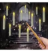 6 Pcs Window Candles with Sensor Dusk to Dawn, Ivory Electric Window Candle Flickering, Christmas Fake Candles Battery Operated, Led Candlesticks with Black Holders for Xmas Holiday Decor