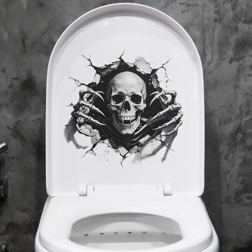 Skull Head Wall Sticker, Skeleton Hand Halloween Decal, Perfect for Halloween Theme Parties, Creates Spooky Atmosphere, Enhances Festive Vibes