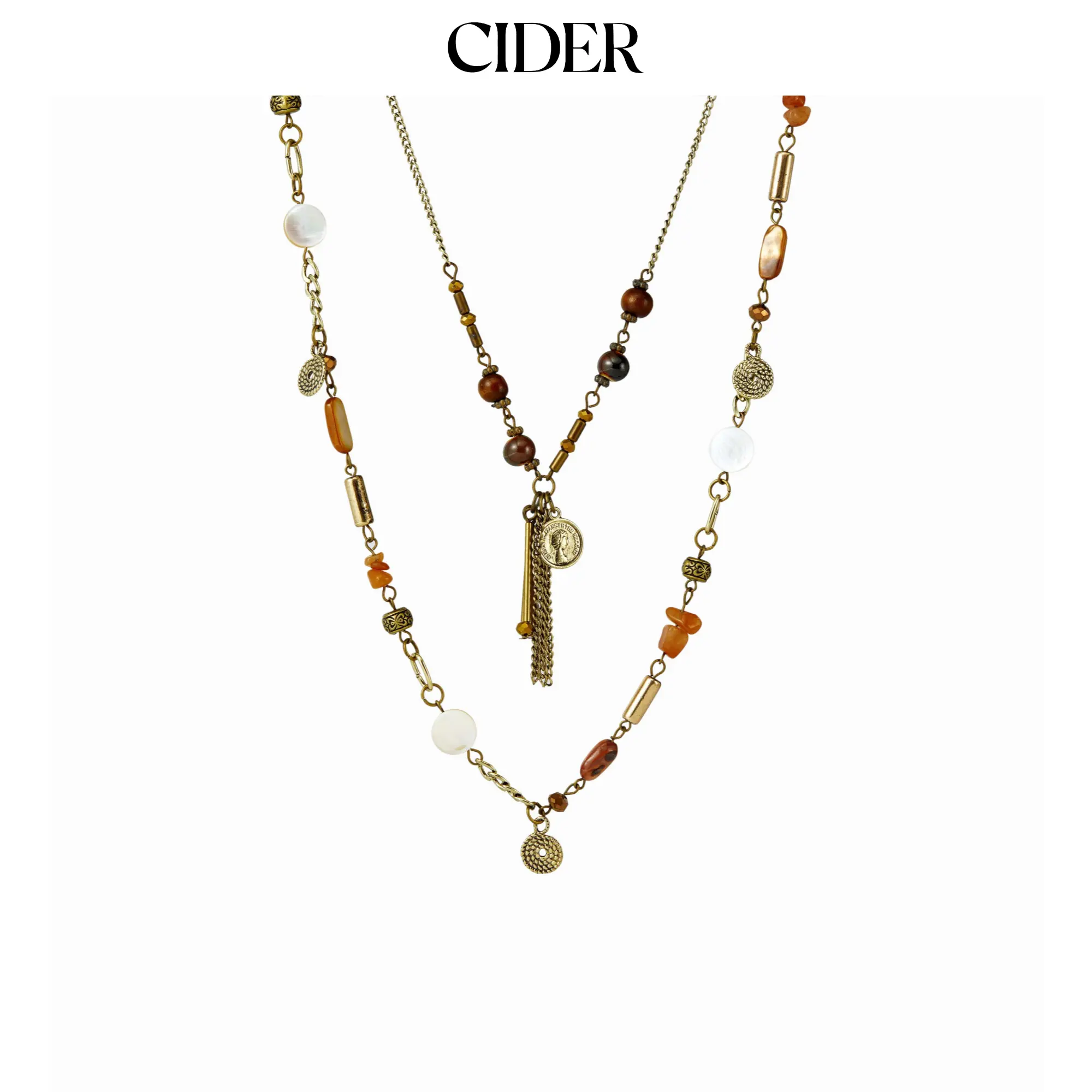 Cider DOUBLE LAYERD STONE NECKLACE