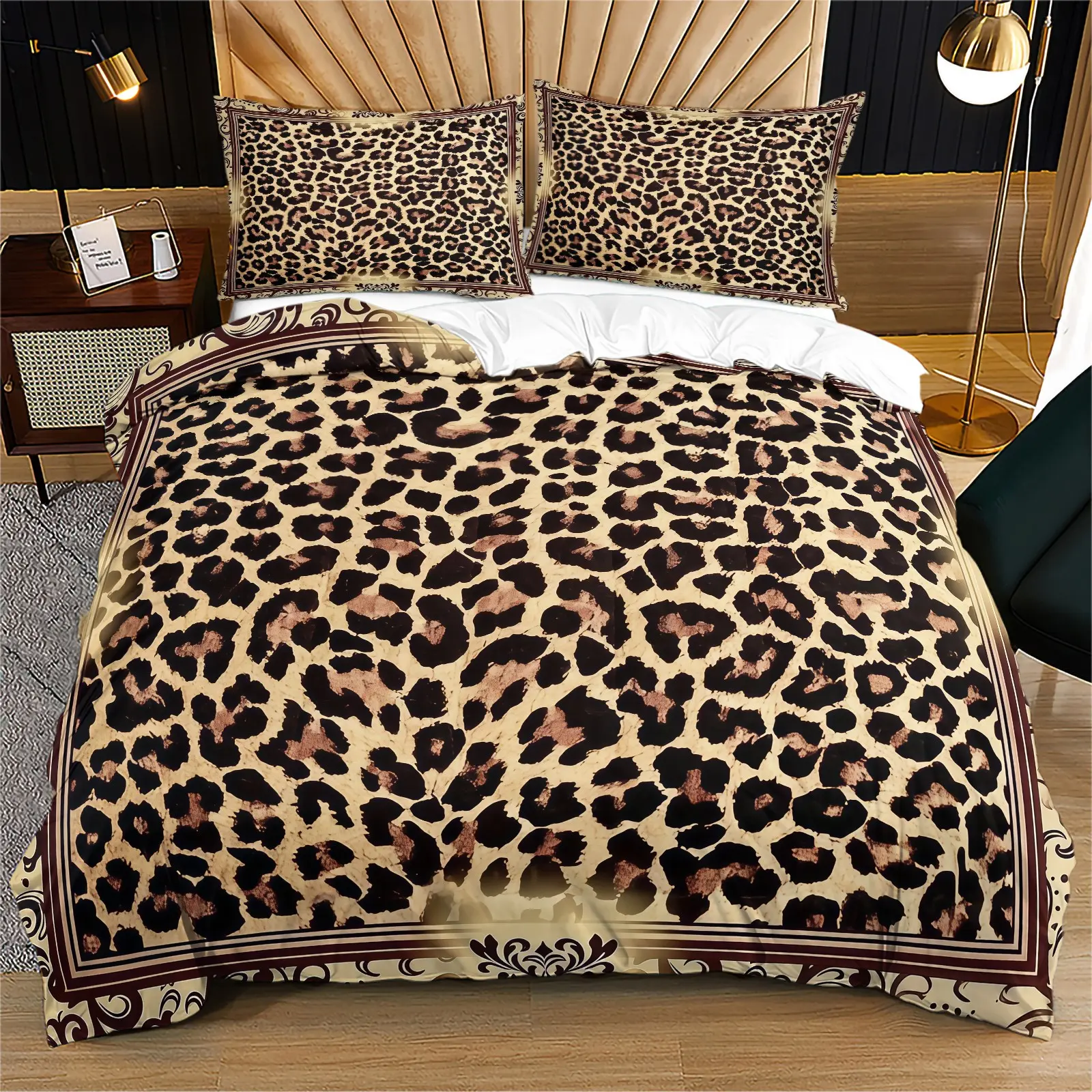 Paisley Leopard Print Duvet Cover Set, Soft And Comfortable Bedding Set (1 Duvet Cover + 1/2 Pillowcase, No Filler), Suitable For Teenagers And Adults, Guest Room, Dormitory, Master Bedroom Scene, Comfy Bedding Set
