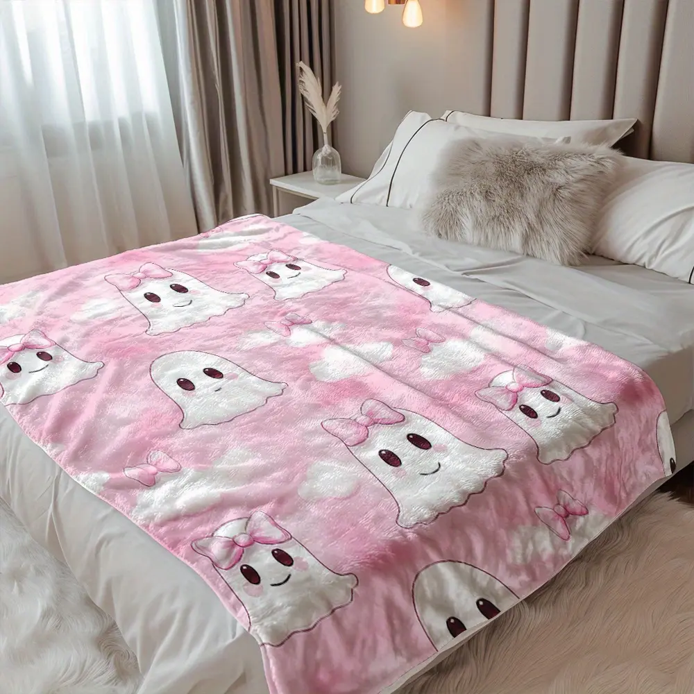 YHFZ-1pc, Cozy Halloween Print Blanket - Lightweight Flannel Throw for Sofa, Bed, Travel, Camping, Livingroom, Office, Couch, Chair, And Bed - Digital Printing Fleece Blanket with Soft And Warm Flannel Fabric, Gifts for Family Or Friends
