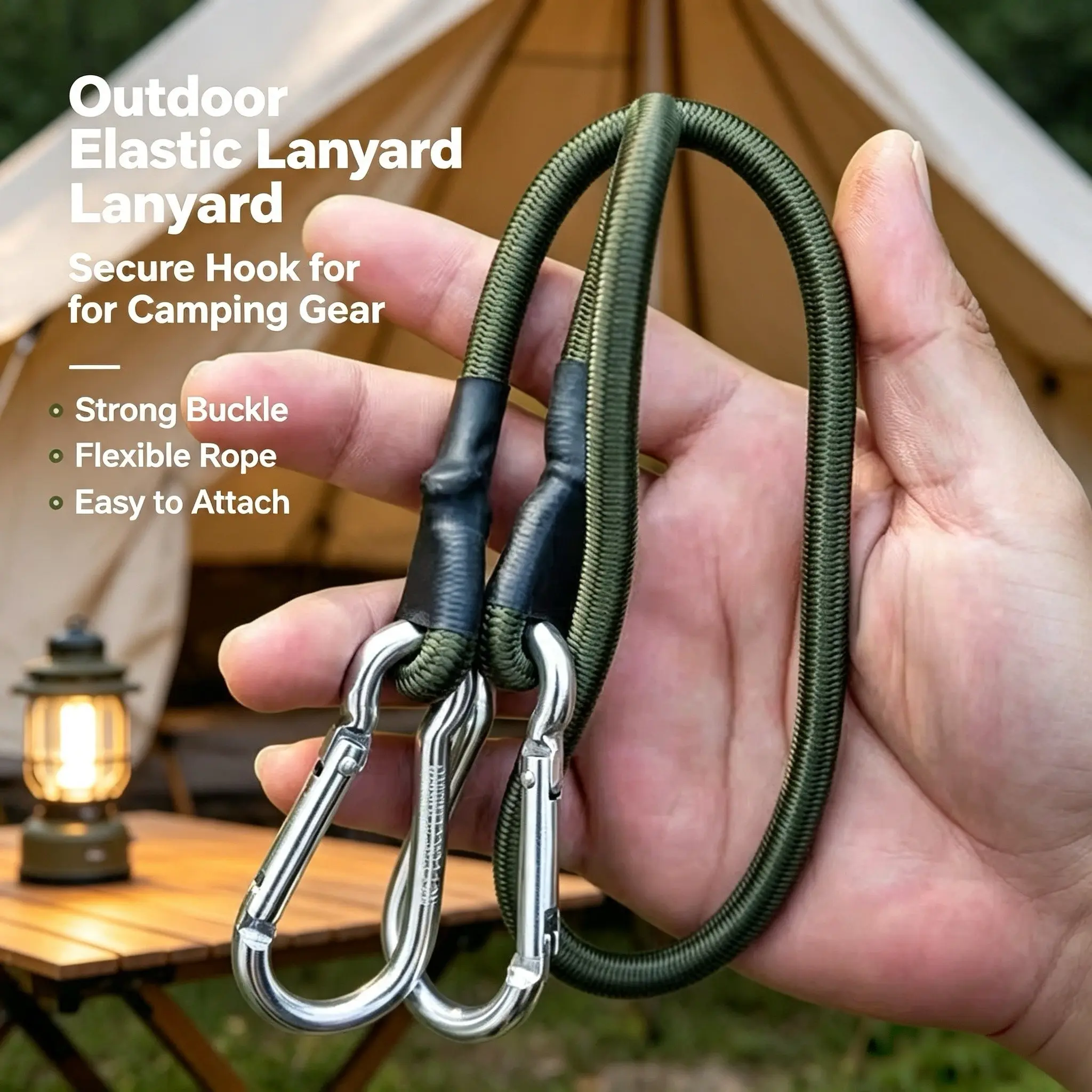 Elastic Rope Tie Straps with Hooks and Pull Bands, Multi-Functional for Home, Travel, Camping Gear, Durable Windproof Foldable Design