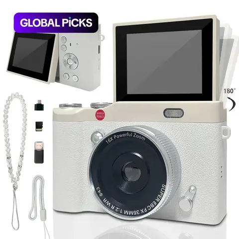 Flip Screen Portable Camera for Teens, Y2K Vintage Student Camera, Pocket Camera with Crystal Lanyard, Entry-Level Digital Camera with Memory Card, Built in Filters, Compact Camera, Perfect for Back to School, Christmas & Thanksgiving #GLOBAL PICKS