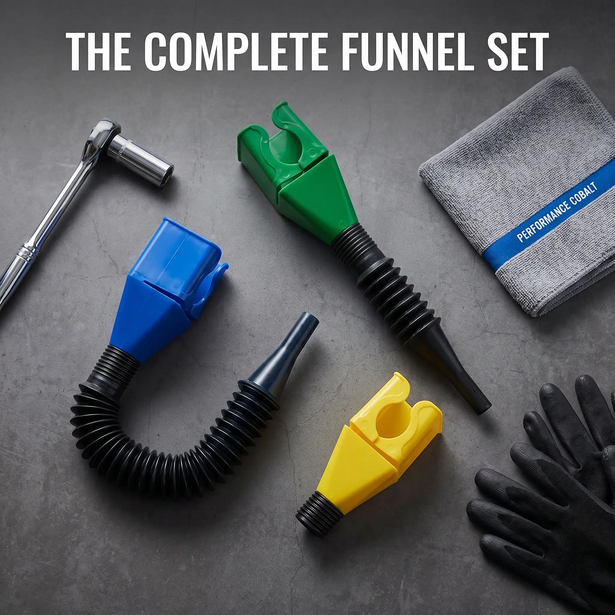 Essential Car DIY Tool: 3-Pc Retractable Flexible Funnel Set with Filter for Oil, Coolant & Gas
