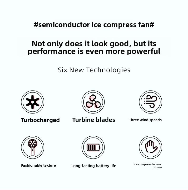 New USB Handheld Fan, Semiconductor Cooling Fan, Five-Speed High-Speed Turbo Fan