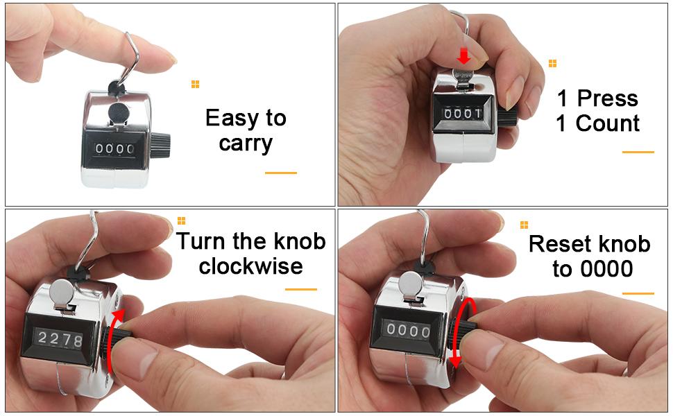 AGS 2 Pcs Clicker Counter, Hand Tally Counter with Large Display - Mechanical Pitch Counter Clicker for Baseball, Inventory, People Counting, Events, Gym Reps(Silver)